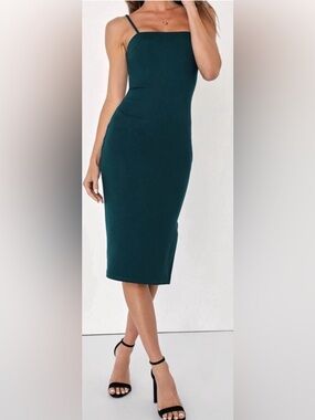 Lulu's Deep Teal Square-Neck Pencil Skirt